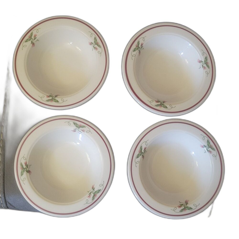 Homer Laughlin China Bowl - Seville - Pink Flowering Violets - 5.5" - Set of 4